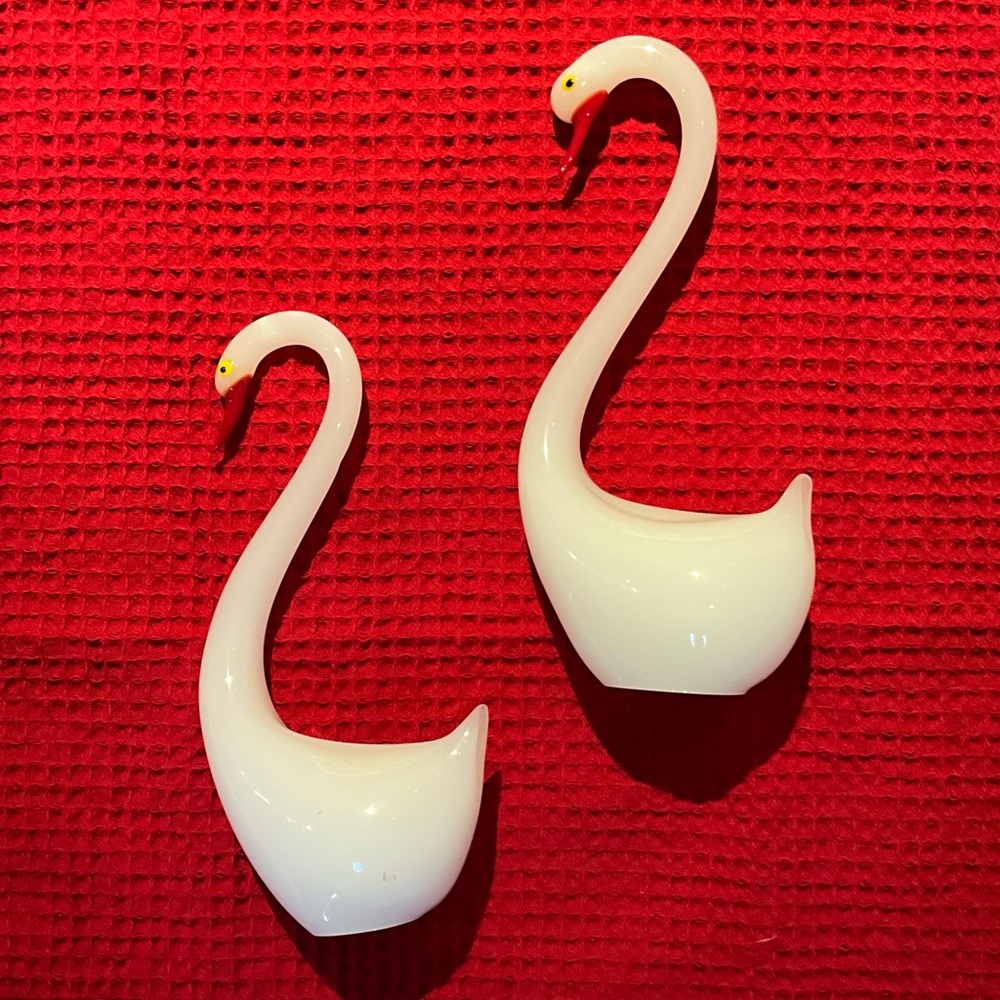 Vintage “ACC” Handmade Milk Crystal Swans